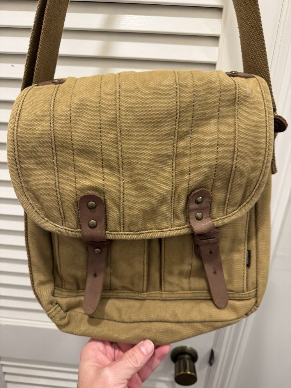 Gootium Canvas Messenger Bag Approx 12”x12” Khaki